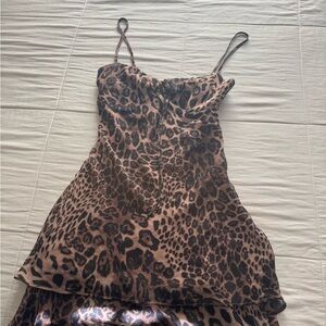 Princess Polly Tan Dress with Leopard Straps
